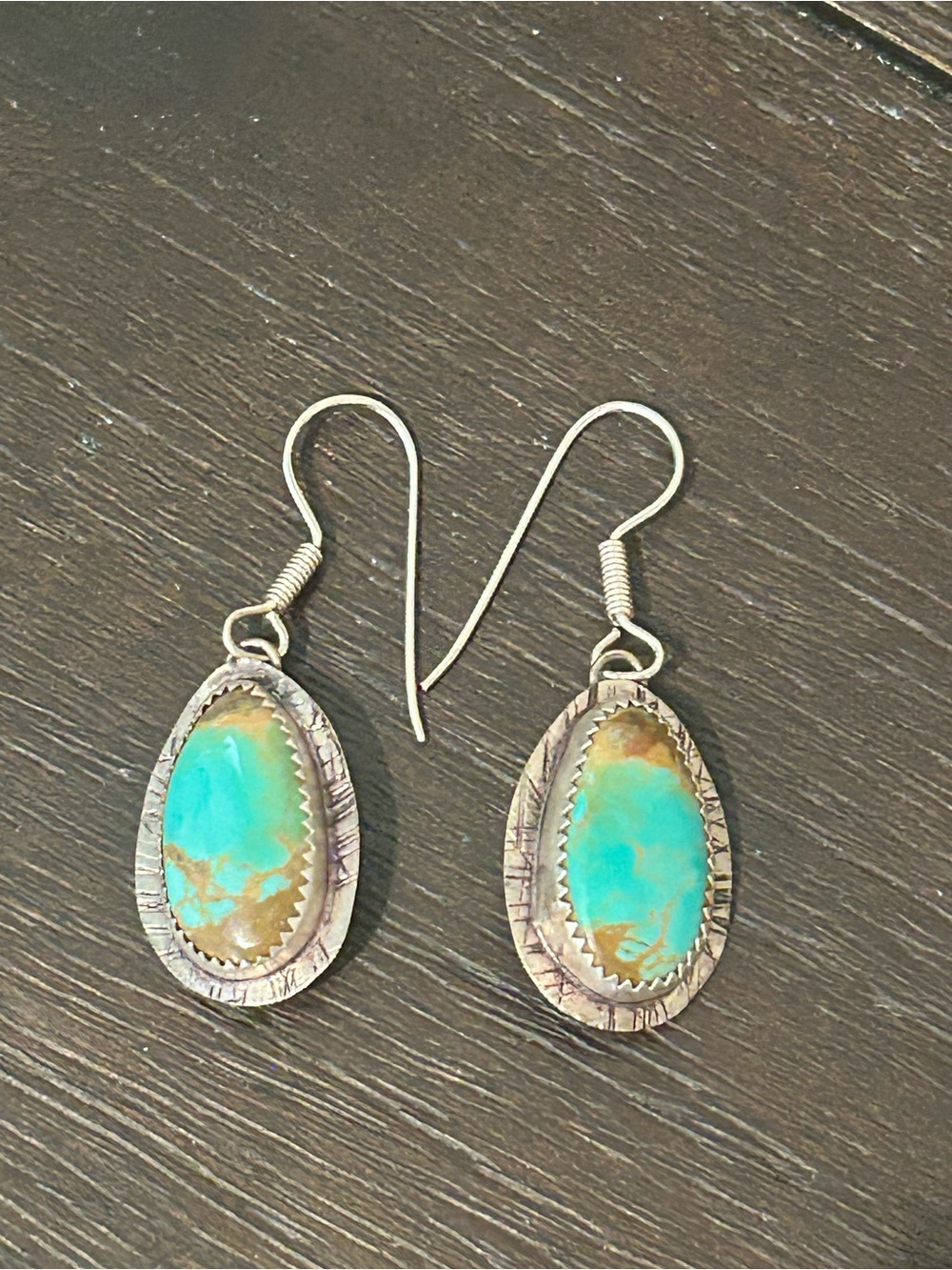 JULYSSA ROSE Turquoise Teardrop Dangle Earrings in Silver Tone